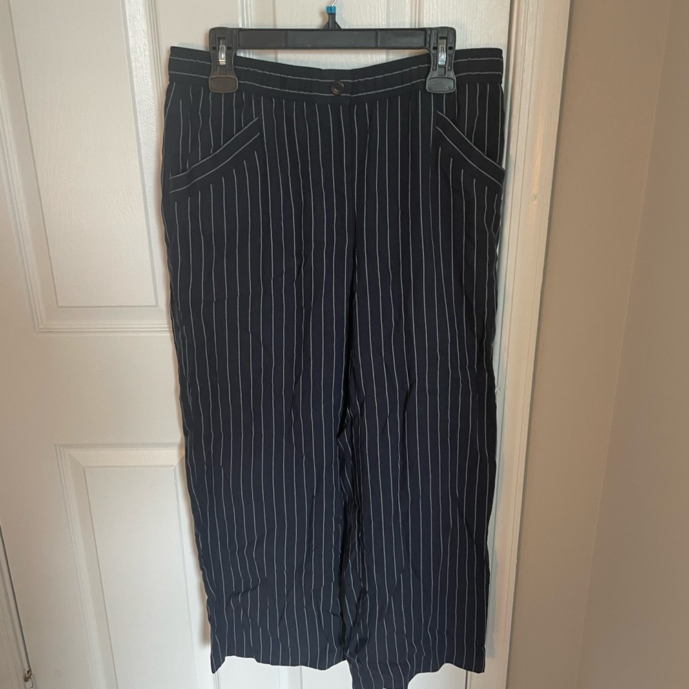 Eileen Fisher Black Pinstripe Trousers